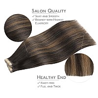 Wennalife Tape In Hair Extensions Human Hair 40Pcs 100G 14 Inch Balayage Dark Brown Mixed Chestnut Brown Hair Extensions Real H