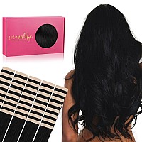 Wennalife Tape In Hair Extensions Human Hair 40Pcs 60G 10 Inch Jet Black Hair Extensions Real Human Hair Straight Tape In Exten