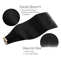 Wennalife Tape In Hair Extensions Human Hair 40Pcs 60G 10 Inch Jet Black Hair Extensions Real Human Hair Straight Tape In Exten