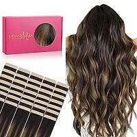 Wennalife Tape In Hair Extensions Human Hair 40Pcs 80G 12 Inch Balayage Natural Black To Chestnut Brown Hair Extensions Real Hu