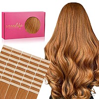 Wennalife Tape In Hair Extensions Human Hair 40Pcs 100G 22 Inch Auburn Ginger Hair Extensions Real Human Hair Straight Tape In