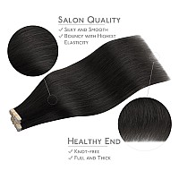 Wennalife Tape In Hair Extensions Human Hair 40Pcs 60G 10 Inch Natural Black Hair Extensions Real Human Hair Straight Tape In E