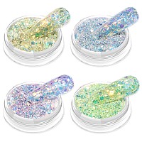 Allstarry Nail Glitter 4 Colors Acrylic Nail Art Sparkling Powder Sequin Hexagon Macaron Iridescent Ultrathin Nail Flakes For G