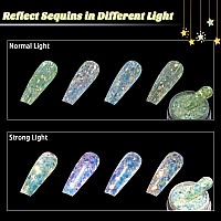 Allstarry Nail Glitter 4 Colors Acrylic Nail Art Sparkling Powder Sequin Hexagon Macaron Iridescent Ultrathin Nail Flakes For G