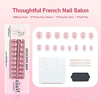 Liarty 240 Pcs French Press On Nails Short Square French Tip False Nails Manicure 15 Size Acrylic Full Cover Artificial Fake N