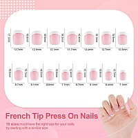 Liarty 240 Pcs French Press On Nails Short Square French Tip False Nails Manicure 15 Size Acrylic Full Cover Artificial Fake N