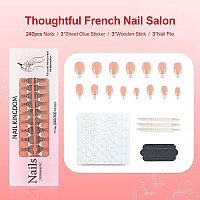 Liarty 240 Pcs French Press On Nails Short Almond French Tip False Nails Manicure 15 Size Acrylic Full Cover Artificial Fake N