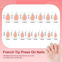 Liarty 240 Pcs French Press On Nails Short Almond French Tip False Nails Manicure 15 Size Acrylic Full Cover Artificial Fake N