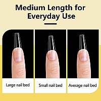 Yokilly 1000Pcs Coffin Nail Tips And Glue Clear Natural False Acrylic Nail Tips Half Cover 10 Sizes French Artificial Nail Tip