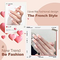 Liarty 150 Pcs French Press On Nails Short Square French Tip False Nails Manicure 15 Size Acrylic Full Cover Artificial Fake N