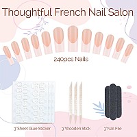 Liarty 150 Pcs French Press On Nails Short Square French Tip False Nails Manicure 15 Size Acrylic Full Cover Artificial Fake N