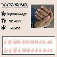 Docvoeomh Short Square Press On Nails Ombre Nude Pink White Fake Nails With Design Full Cover Acrylic False Glue Stick On Nail A