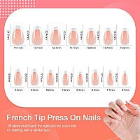 Liarty 240 Pcs French Press On Nails Short Coffin French Tip False Nails Manicure 15 Size Acrylic Full Cover Artificial Fake N