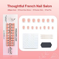 Liarty 240 Pcs French Press On Nails Short Square French Tip False Nails Manicure 15 Size Acrylic Full Cover Artificial Fake N