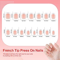 Liarty 240 Pcs French Press On Nails Short Square French Tip False Nails Manicure 15 Size Acrylic Full Cover Artificial Fake N