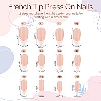 Liarty 240 Pcs Press On Nails Medium Almond French Tip False Nails Manicure 12 Size Acrylic Full Cover Artificial Fake Nails