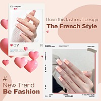 Liarty 240 Pcs Press On Nails Medium Long Glossy French Tip False Nails Manicure 10 Size Acrylic Full Cover Artificial Fake Na