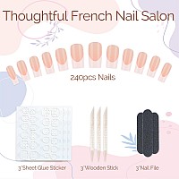 Liarty 240 Pcs Press On Nails Medium Long Glossy French Tip False Nails Manicure 10 Size Acrylic Full Cover Artificial Fake Na