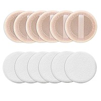 Sibba 12 Pcs Makeup Blender Sponge Round Whiteskin Color For Powder Liquid Cream Setting Foundation Suitable For Sensiti