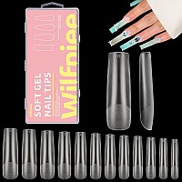 Wilfniee Square Nail Tips Full Cover Xl Soft Gel Nail Tips Full Matte Long Square Press On Nails Tips Preshaped No C Curve Cle