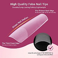 Wilfniee Square Nail Tips Full Cover Xl Soft Gel Nail Tips Full Matte Long Square Press On Nails Tips Preshaped No C Curve Cle