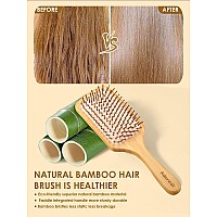 Adevwair Hair Brushbamboo Wood Paddle Brush For Women Men Massaging Scalp Increase Hair Growth