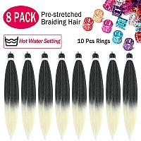 Alrence Pre Stretched Braiding Hair Long Braid 30 Inch 8 Packs Professional Braiding Hair Extensions Synthetic Crochet Twist Bra