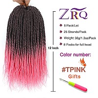 Zrq 8 Packs Senegalese Twist Crochet Hair 12 Inch Black Pre Looped Short Crochet Braids Pre Twisted Small Havana Twist Synthet