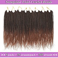 Zrq 8 Packs Senegalese Twist Crochet Hair 12 Inch Black Pre Looped Short Crochet Braids Pre Twisted Small Havana Twist Synthet