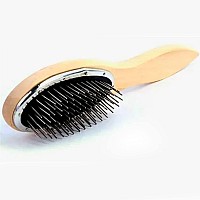 Hair Brush Stainless Steel Wig Brush Wig Comb, Prevent Frizzing Prevent Static Electricity Exquisite Wooden Handle Wig Brush, For Home And Wig Stores