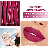 Evpct 3Pcs Mauve Pink Berry Pink Rose Red Lip Stain Paint Matte Lip Liner And Lipstick Set Long Lasting Labiales Matte Mate Larg