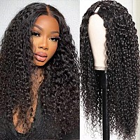 Curly Wave V Part Wigs Brazilian Kinky Curly Human Hair Wigs For Black Women V Shape Wigs No Leave Out Lace Front Wigs Upgrade U