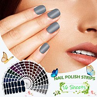 Silpecwee 16 Sheets Dark Nail Wraps For Women Stick On Nail Polish Strips Gel Nail Strips Self Adhesive Nail Polish Stickers Bla