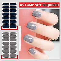 Silpecwee 16 Sheets Dark Nail Wraps For Women Stick On Nail Polish Strips Gel Nail Strips Self Adhesive Nail Polish Stickers Bla