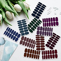 Silpecwee 16 Sheets Dark Nail Wraps For Women Stick On Nail Polish Strips Gel Nail Strips Self Adhesive Nail Polish Stickers Bla