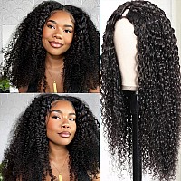 Curly Wave V Part Wigs Brazilian Kinky Curly Human Hair Wigs For Black Women V Shape Wigs No Leave Out Lace Front Wigs Upgrade U