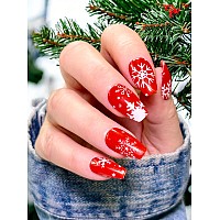 Tough Girls 22 Premium Semicured Gel Nail Polish Strips Wapplication Accessories White Snowflakes Red