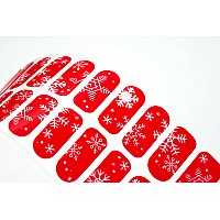 Tough Girls 22 Premium Semicured Gel Nail Polish Strips Wapplication Accessories White Snowflakes Red