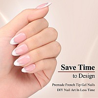 Hghdbt French Gel Nail Tips 240Pcs French Tip Press On Nails Pink Short Almond Multicoat Tips Premade Tip Primer Base Coat