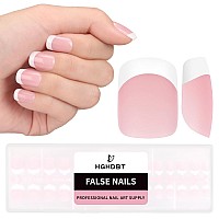 Hghdbt French Gel Nail Tips 240Pcs French Tip Press On Nails Pink Extra Short Square Multicoat Tips Premade Tip Primer Base