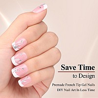 Hghdbt French Gel Nail Tips 240Pcs French Tip Press On Nails Pink Extra Short Square Multicoat Tips Premade Tip Primer Base