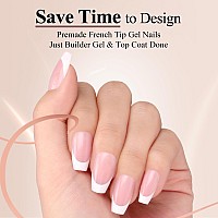 Hghdbt French Gel Nail Tips 240Pcs French Tip Press On Nails Pink Short Coffin Multicoat Tips Premade Tip Primer Base Coat