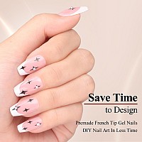 Hghdbt French Gel Nail Tips 240Pcs French Tip Press On Nails Pink Short Coffin Multicoat Tips Premade Tip Primer Base Coat