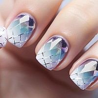 Rtkhfze Square Press On Nails Short False Nails Full Cove Acrylic Nails Geometry Fake Nails Purple Gradient Glue On Nails Stick