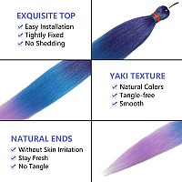 Run Shui Ombre Purple Lake Blue Pre Stretched Braiding Hair 2 Packs Pre Feathered Braid Hair Extensions 30 Inches Kanekalon Hair