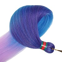 Run Shui Ombre Purple Lake Blue Pre Stretched Braiding Hair 2 Packs Pre Feathered Braid Hair Extensions 30 Inches Kanekalon Hair