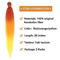 Rainbow Color Pre Stretched Braiding Hair 2 Packs Pre Feathered Braid Hair Extensions 30 Inches Kanekalon Hair Braids