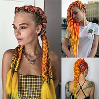 Rainbow Color Pre Stretched Braiding Hair 2 Packs Pre Feathered Braid Hair Extensions 30 Inches Kanekalon Hair Braids