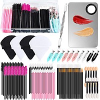 Disposable Makeup Applicators Tools Kit 100 Mascara Wands 100 Lipstick Applicators 50 Disposable Eyeliner Brushes 10 Eye Shadow