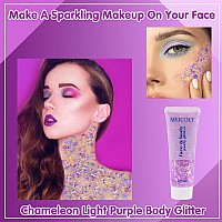 Meicoly Chameleon Light Purple Body Glitterchunky Face Glitter Paintcolor Changing Mermaid Face Glitter Gelholographic Glitte